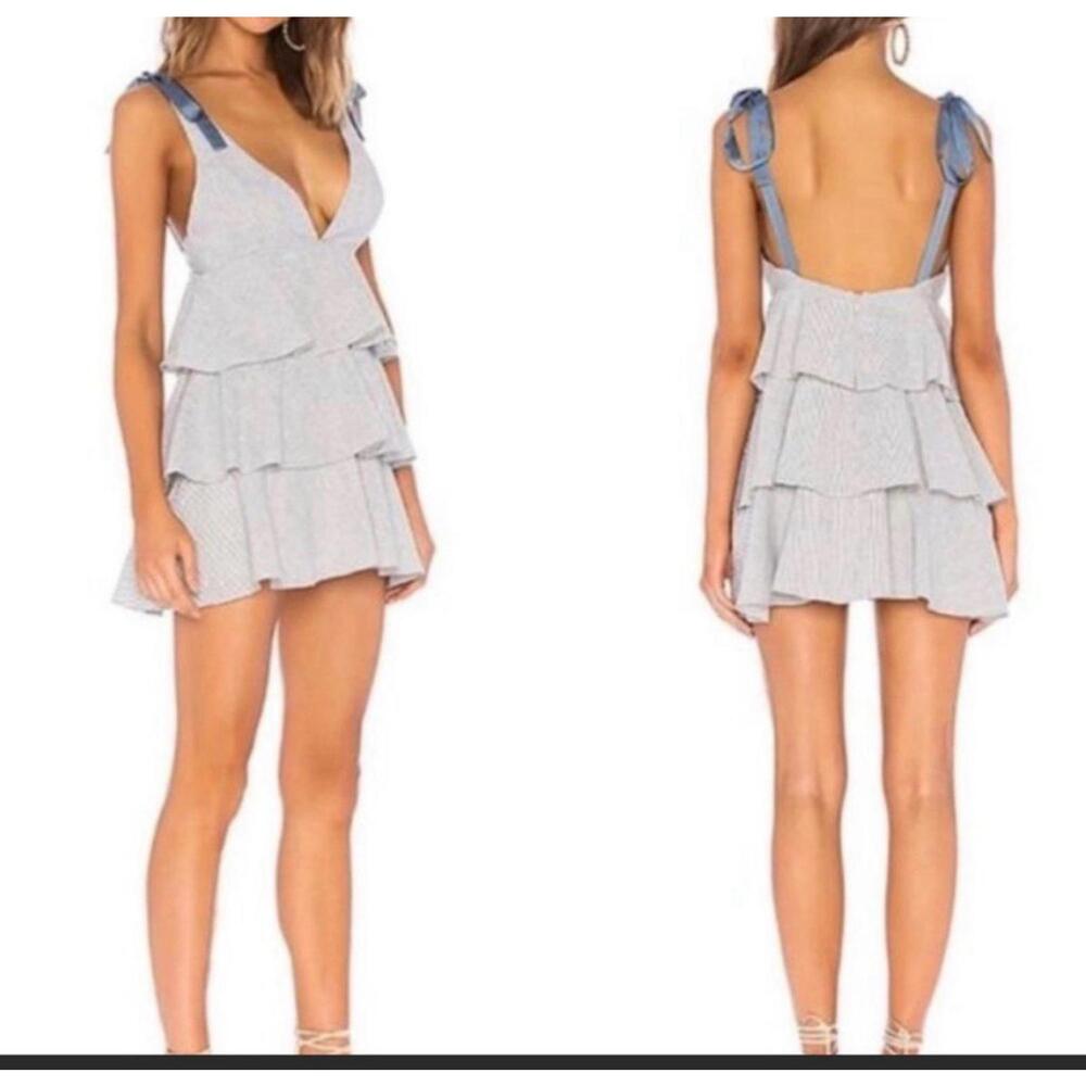 Women’s Revolve Privacy Please Orlando Charcoal Ruffled Mini Dress‎ Size Xsmall